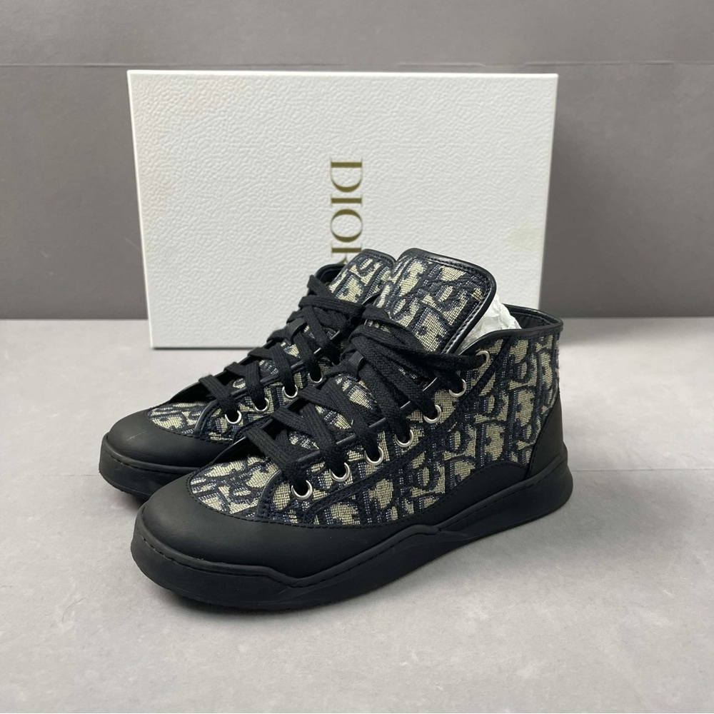 🧨steal Authentic Dior kids Black and Cream Patterned Sneakers